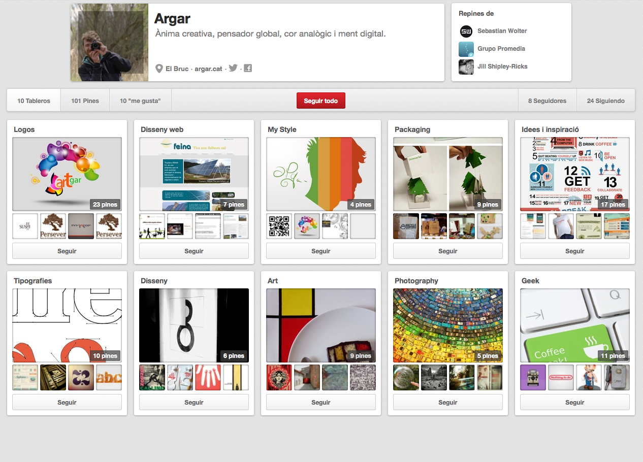 desconcertado Descarga Concentración Perfil de Pinterest en Web - Argar Corp. Disseny web